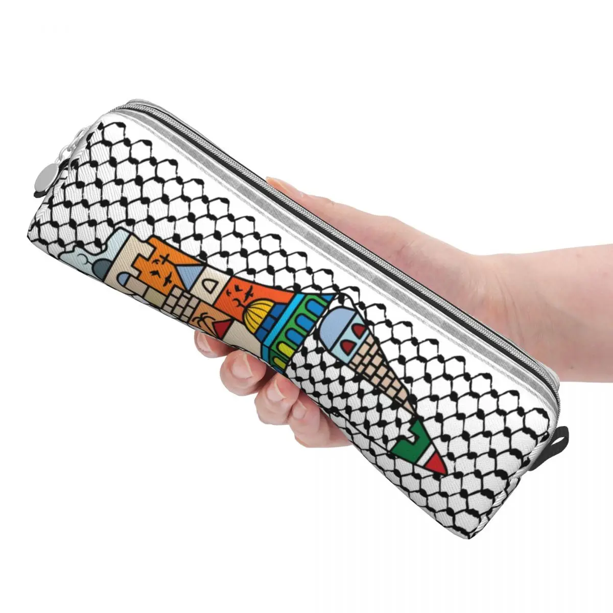 Imagem -03 - Grande Capacidade Estojo de Lápis Árabe para Meninas e Meninos Pen Holder Bolsa para Estudantes Papelaria Escolar Israel Kufiya Hatta