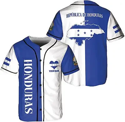 2024 New Honduras  Custom Your Name Baseball Jersey Shirt Baseball Shirt 3D Printed Men's Shirt Casual Shirts hip hop Tops