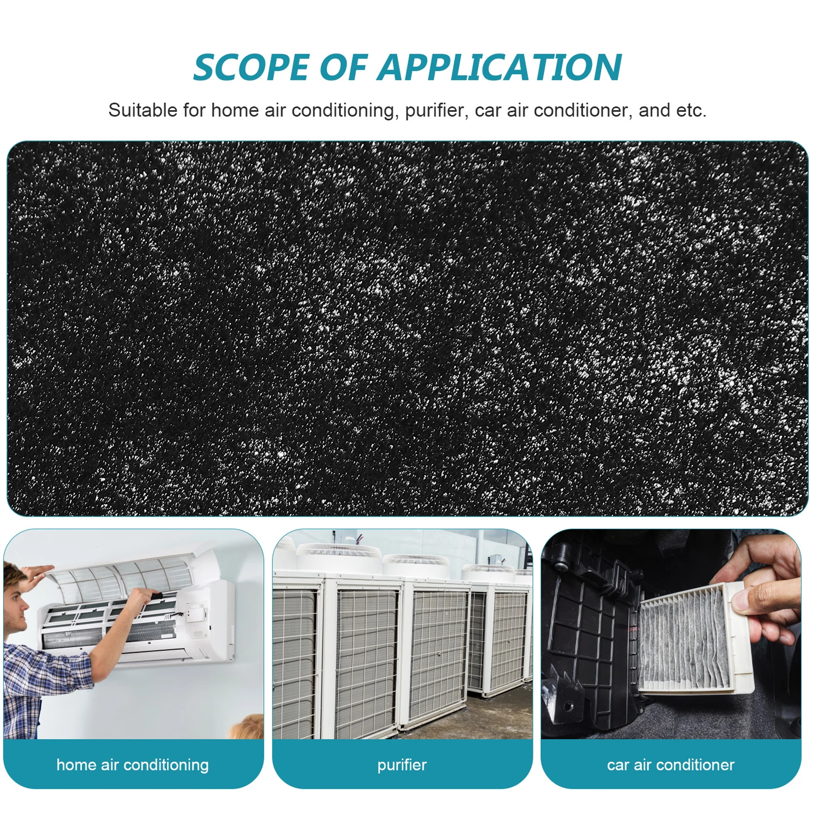 

4 Sheets Activated Carbon Fiber Filters Reusable Ventilation Dust Control Electrostatic Air Filter for Home AC Automotive Paint