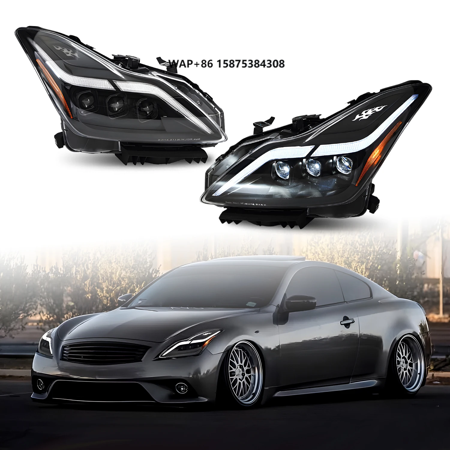 

LED Headlights for Infiniti G37 2008-2013 DRL Start up Animation Q60 Coupe Convertible 2014-2015 Car Front Lamps