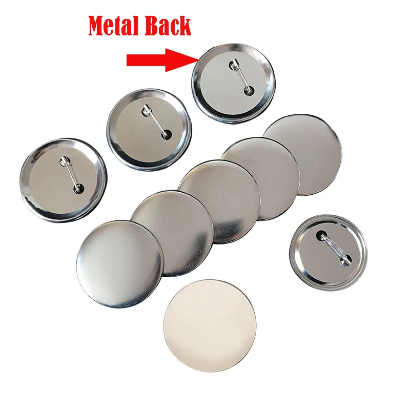 

500pcs 25mm 32mm Glossy Metal Back Pin Badges Button Blank Material Pin Button Badges Metal Back Badge Parts Button Supply