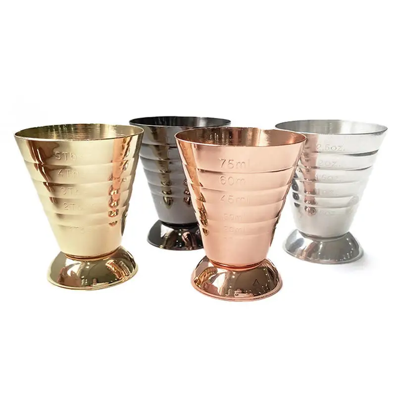 75ML Stainless Steel Measuring Cup Cocktail Tools Mixing Drink Accessories Three Scale Wine Measuring Cups For Home Party