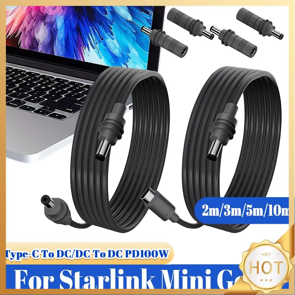 For Starlink Mini Gen 3 Type-C To DC/DC To DC Fast Charging Power Cable Adapter 100W DC Power Type-C Input Replacement Cable