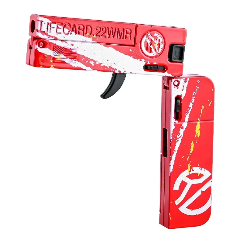 2.0 Upgraded Lifecard Alloy Folding Gun Toy Soft Bullet Blaster Shooting Model Pistol For Adults Kids Boys Birthday Gifts