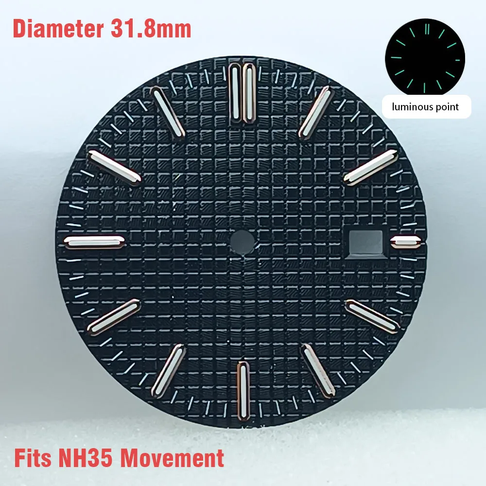 Циферблат NH35 диаметром 31,8 мм, циферблат NH35A, циферблат часового механизма подходит для NH35, циферблат часового механизма, аксессуары, зеленая подсветка