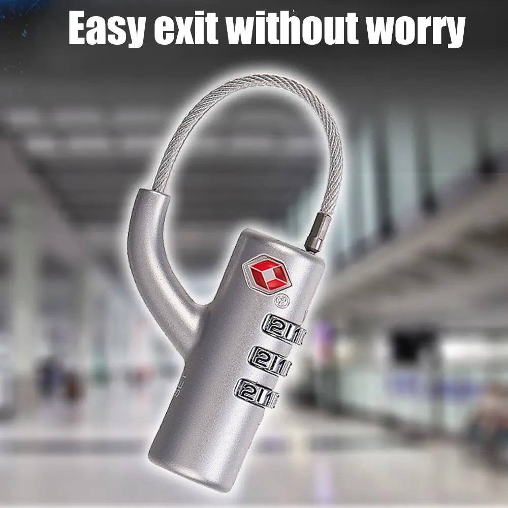 Waterproof Portable Small Padlock Combination Lock TSA Customs Lock Padlock with Steel Cable Customs Code Lock