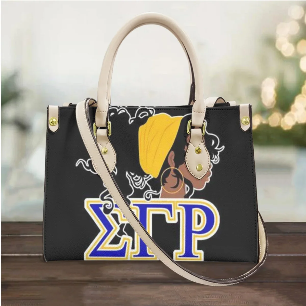 Brand Designer PU Leather Cross Body Bags Female Sigma Gamma Rho Print Large Capacity Shoulder Bag Vintage Small Casual Totes