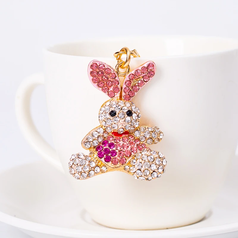 EASYA 2022 New Studded Rhinestone Glitter Cute Rabbit Keychain Kawaii Cartoon Trend Fashion Jewelry Party Unique Luxury Gift