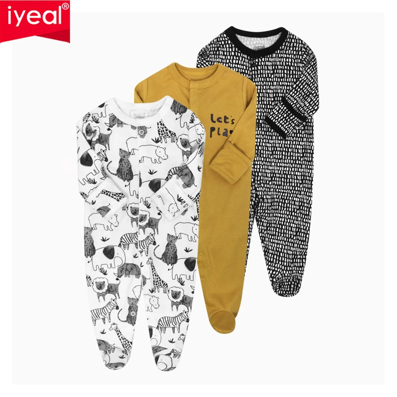 IYEAL Infant Spring Fall 100% Cotton Baby Boy Girl Clothes Pajamas Newborn Rompers Bebe Clothing Home Wear Toddler Jumpsuits