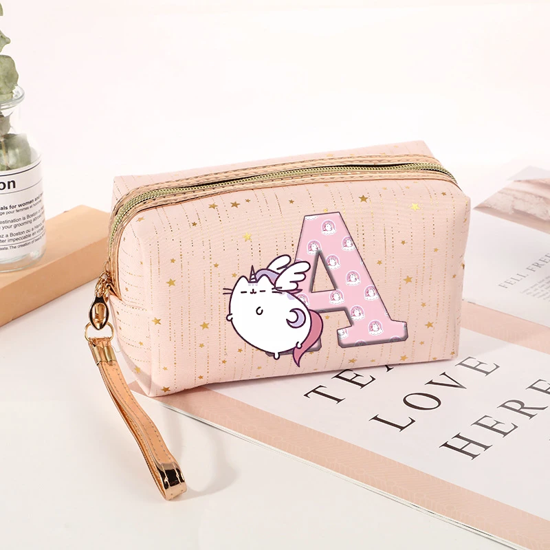 Pusheen Cosmetic Bags Fashion Women Travel Portable Wash Bags Anime Fat Cats Printed Letter Toiletry Bag Organizer Case Bag Gift