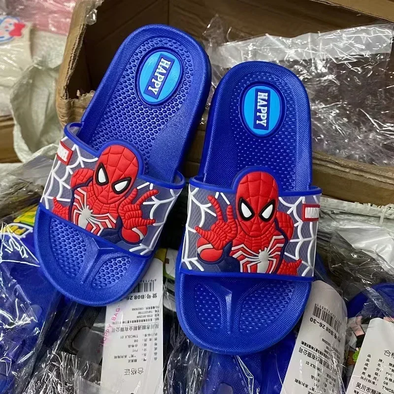 New Summer Slippers Cartoon Spiderman Baby Boys Girls Slippers Kids Antiskid Soft House Sandals Indoor Outdoor Beach Shoes 22-35