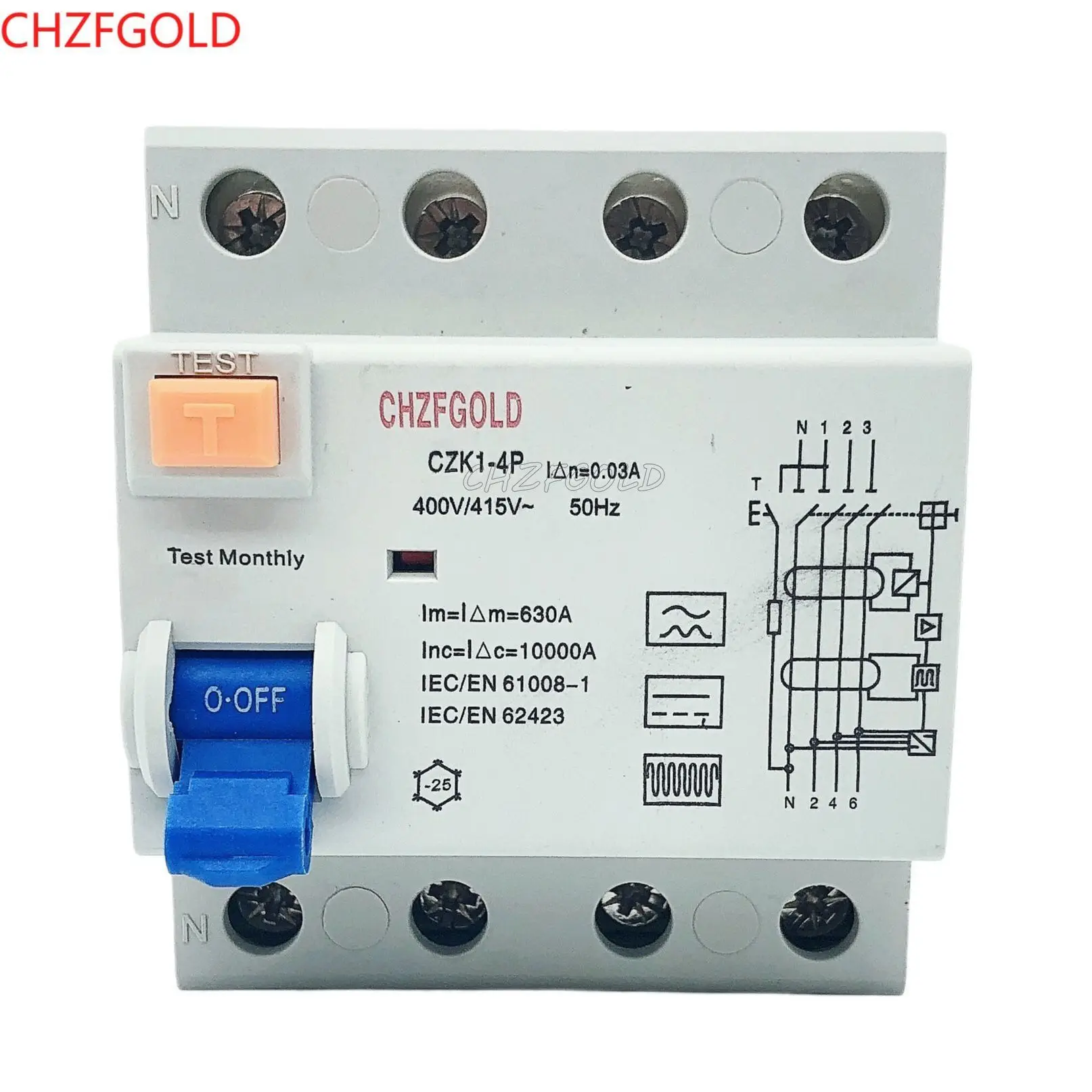 

CHZFGOLD Disjuntor de corrente residual tipo b, protetor de vazamento, tipo a/ac 2p 4p rccb rcbo mcb 1 amp