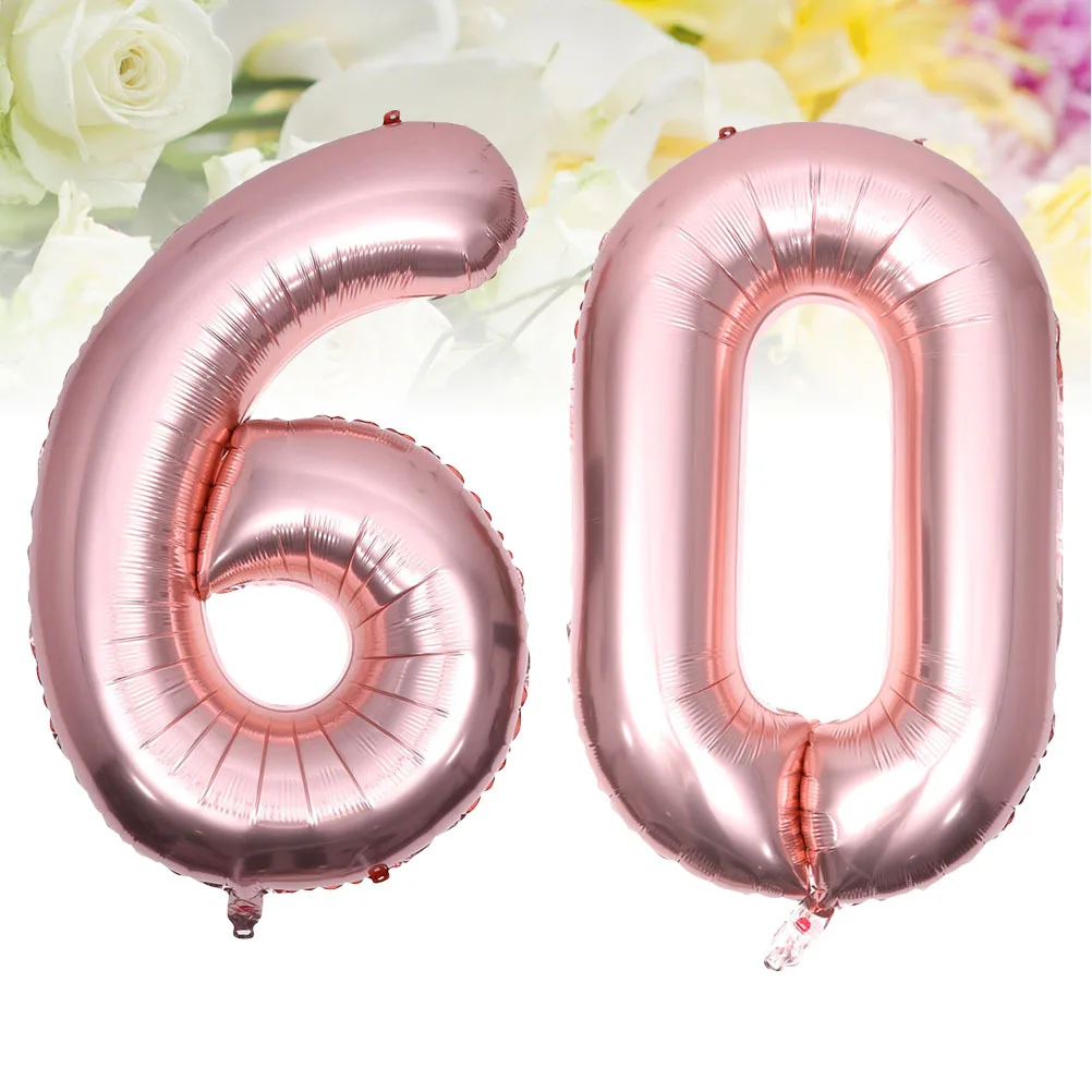 

40 Inch Number 60 Balloon Aluminum Foil Party Supplies Birthday Wedding Celebrations Reusable Inflatable Decorative Balloons