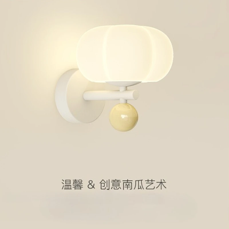 

French Style Wall Lamps Originality Cream Wind Pumpkin Shape LED Sconces Bedroom Bedside Table Study Restaurant Home Decor Lamps