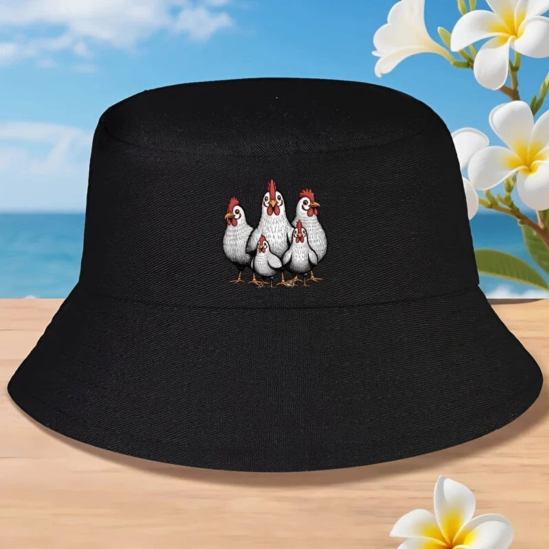 Eagerlys Funny Chicken Bucket Hat para hombre y mujer - Diseño colorido de la loca familia de pollos con personajes de pollos, unisex, para actividades al aire libre
