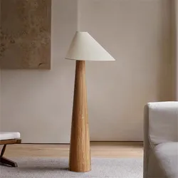 Designer Tapered Oak Wood Floor Lamp Wabi-sabi Solid Wood Floor Lamp For Living Room Bedroom Hotel Nordic Mushroom Standing Lamp