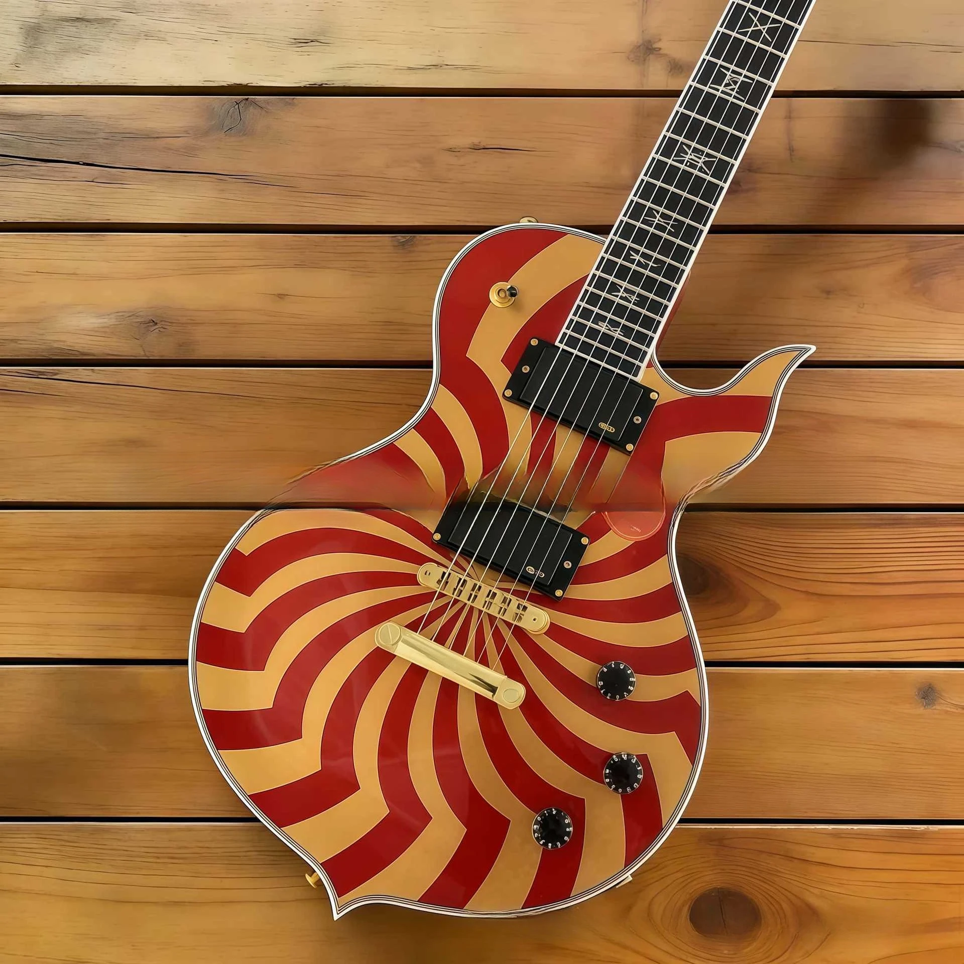 LP Style Special Shaped Body High-end Windmill Watermark Electric Guitar