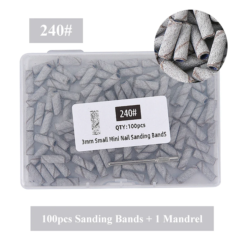 100/80個入り 3mm ミニゼブラネイルサンディングバンドキット ネイルドリルビットアクセサリー付き UVジェルアクリルポリッシュリムーバー ネイルツール用