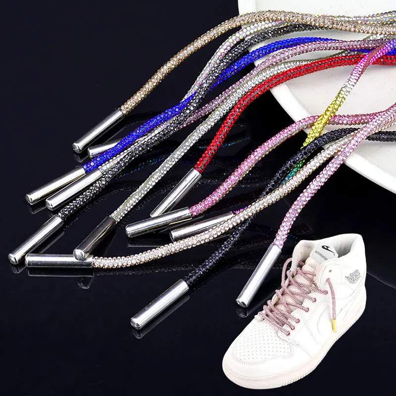 

10PCS 4-5mm Crystal Rhinestone Cords Shoe Laces Round Diamond Shoelaces Bling Hoodie Lacing Shoes Hat Garment DIY Accessories