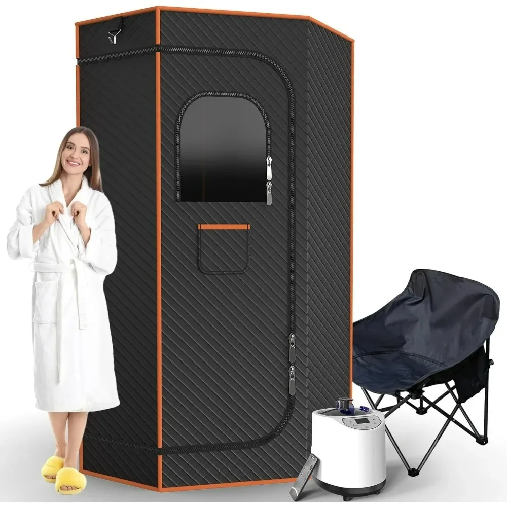 Sauna Box, Portable Sauna for Home with 3L Steamer, Remote Control, Folding Chair and Mat, Full Body Personal Steam Sauna Tent