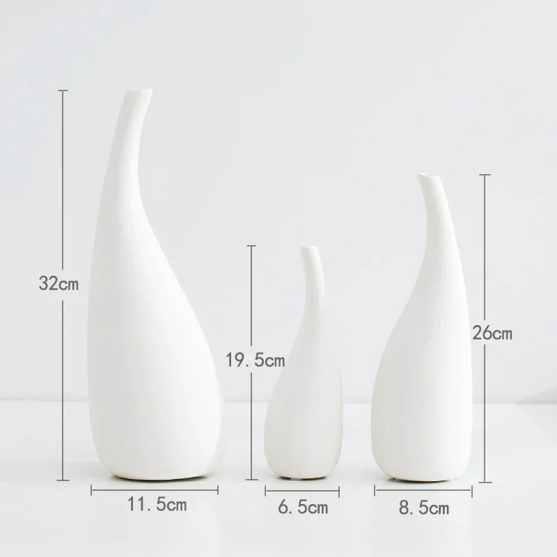 Simple Style White Ceramic Matte Flower Vase Decorative for Dried Centerpiece Art Crafts Home Table Decoration