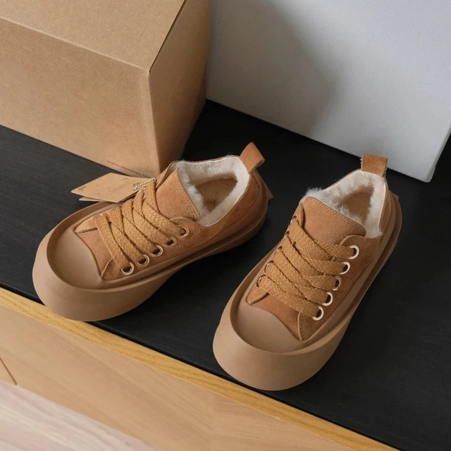 Careaymade-Winter Sports Shoes Warm Wool Fur Women Sneakers Fashion Design Peep Toe Thick-soled Casual Big Toe Shoes Ankle Boots