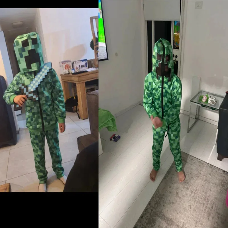 2025 yiyi2025yiyiChildren Halloween Crawler Cosplay Engraçado Moletom Com Capuz Terno Crianças Festa de Aniversário Jaqueta Creeper Anim