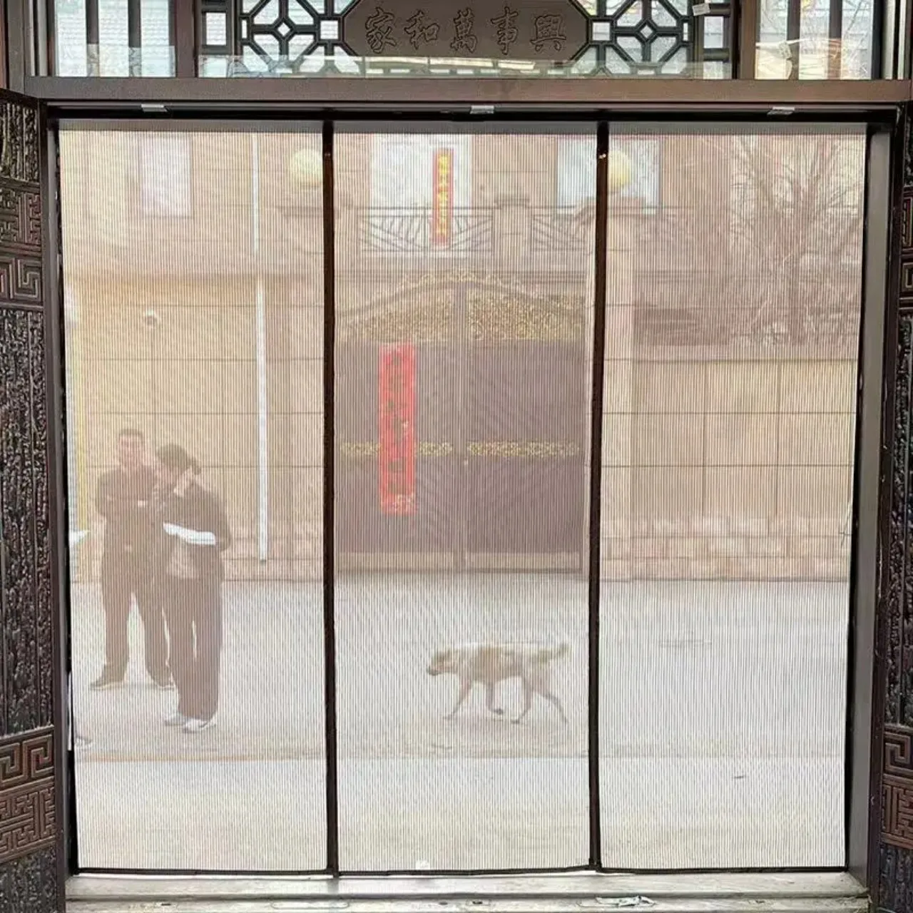 Double Open Large Magnetic Screen Door Anti Mosquito Mesh Curtain Heavy Duty No Drill For Garage Warehouse Factory Big Entrance