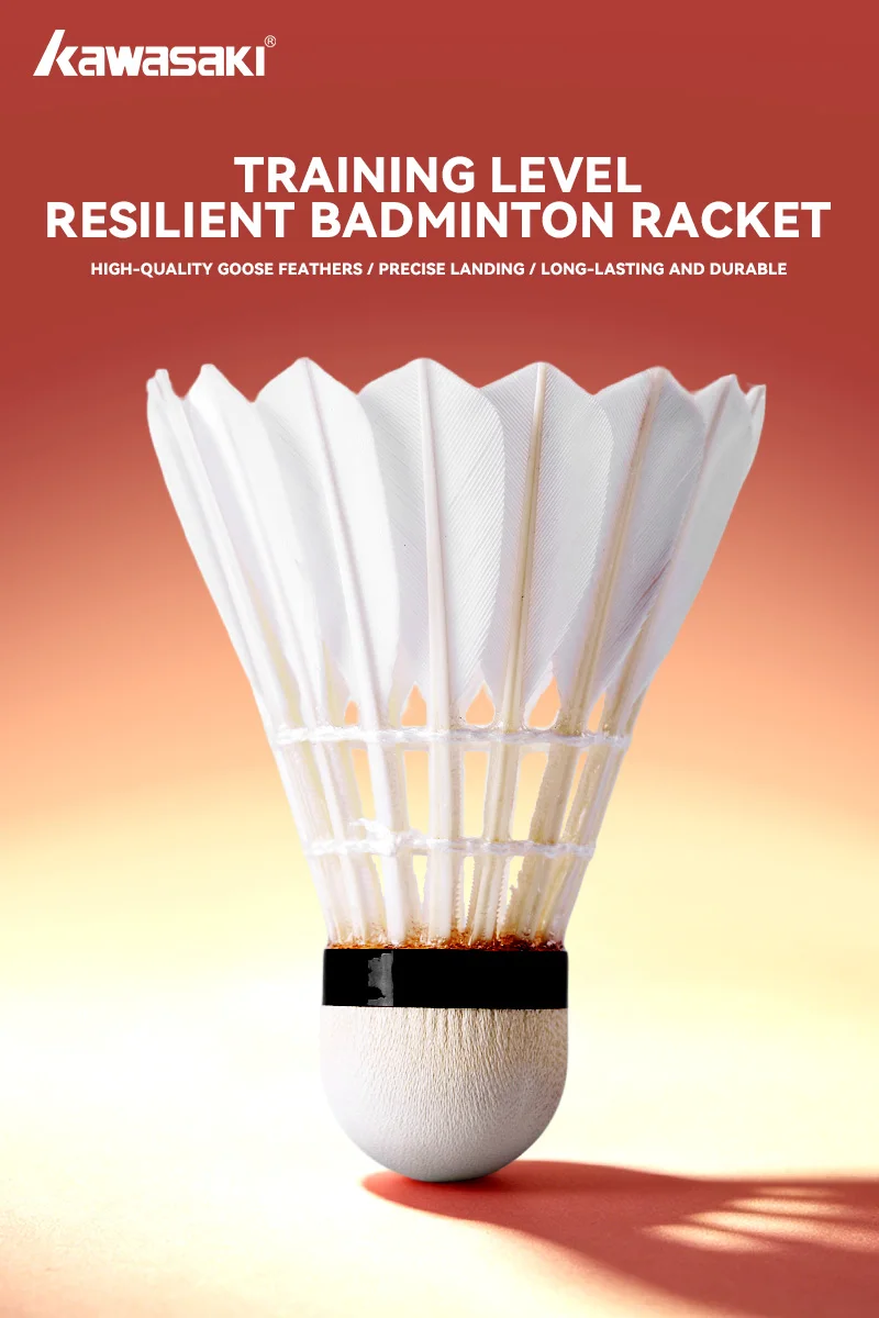 Kawasaki Federbälle für Badminton Weiße Gänsefeder Präzise Landung Federball Geeignet für Fortgeschrittenes Training & Wettkämpfe – Detail 3