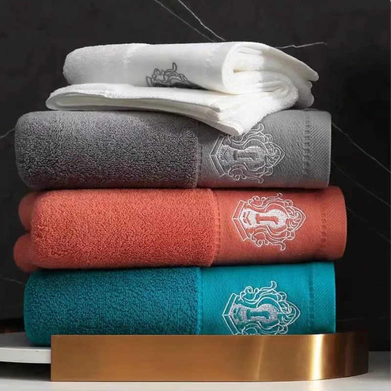 1/4/6PCS Cotton Bath Towel Set 34x74cm Soft Absorbent Blue White Orange Hand Face Towels for Home Sport Travel Gift