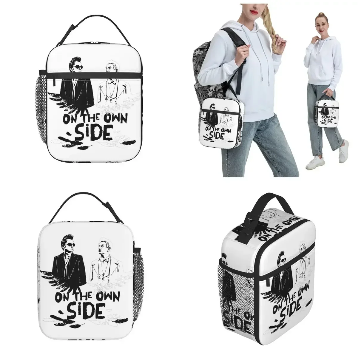 Good Omens Merch Insulated Lunch Bags For School Office On the Own Side Storage Food Boxes Portable Cooler Thermal Lunch Box