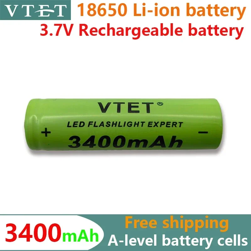 New 18650 3.7V 3400mAh Lithium Ion Rechargeable Battery for Flashlight Fans High Quality High Capacity A-class Battery Cell TOOL