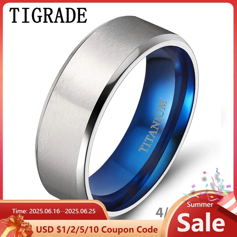 

Tigarde 100% Titanium Ring for Man 4/6/8mm Silver Color Classic Wedding Engagement Jewelry Band For female Male Couple Rings