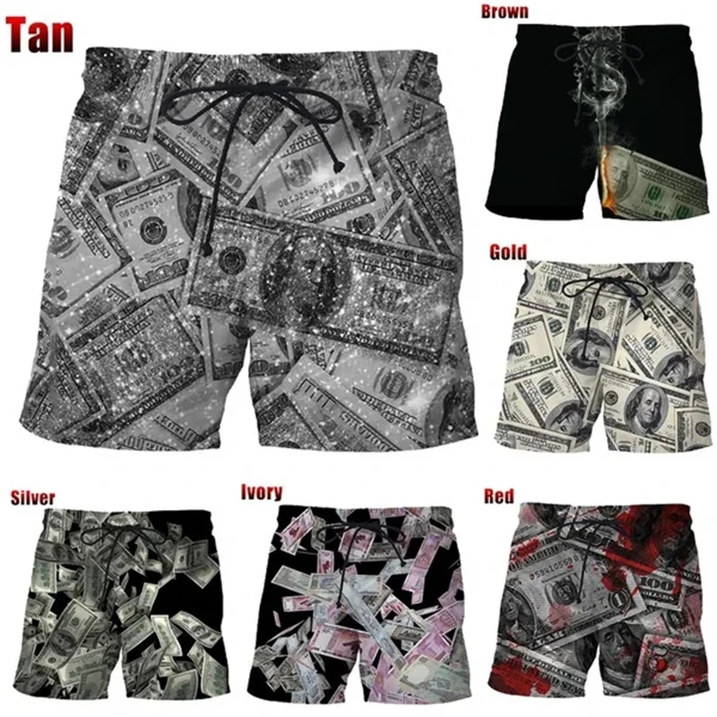 New Fashion Summer Fashion Dollar 3D Printed Men's Board Shorts Unisex Casual Beach Swimming Shorts Short Hombre Gym Ice Shorts