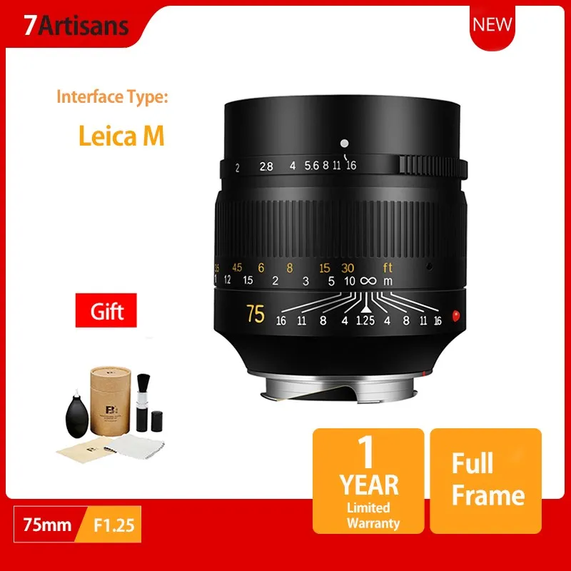 

7artisans 75mm F1.25 Portrait Lens Leica M-mount for Leica Camera M-M M240 M3 M5 M6 M7 M8 M9 M9P M10 Free Shipping