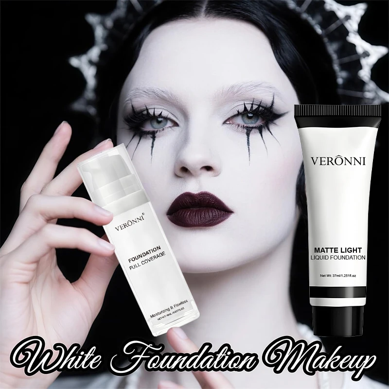Reinweißes Make-up-Foundation-Creme-Set, mischbarer reiner weißer Foundation-Einsteller, Concealer, Gesichtsfarbe, Make-up, Goth für COS-Karneval – Detail 1