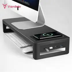 Vaydeer-USB 3.0ハブサポート付きスタンドアップモニター,データ転送と充電,ラップトップ,コンピューター用のスチールデスクオーガナイザー