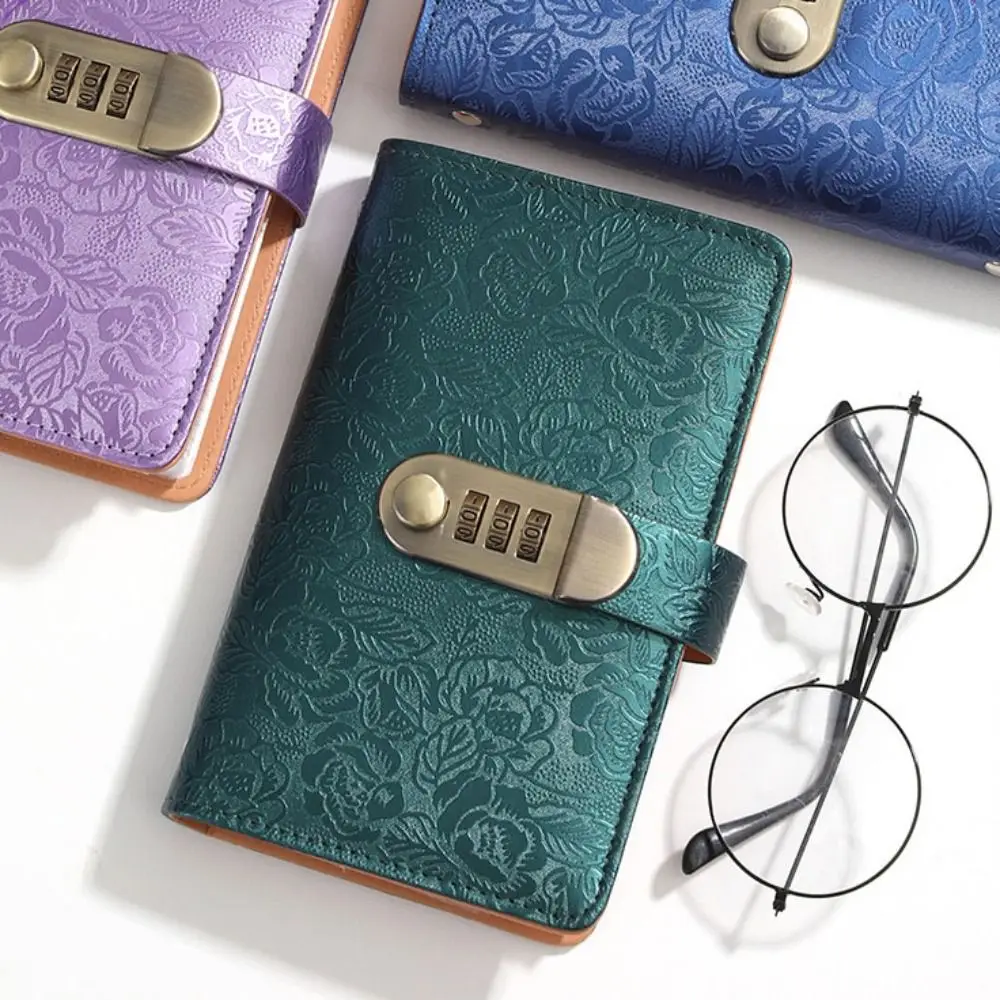 50Sheets Saving Money Binder PU Leather Emboss Flower Budget Binder with Lock Savings Handbook Wallet Storage Account Book