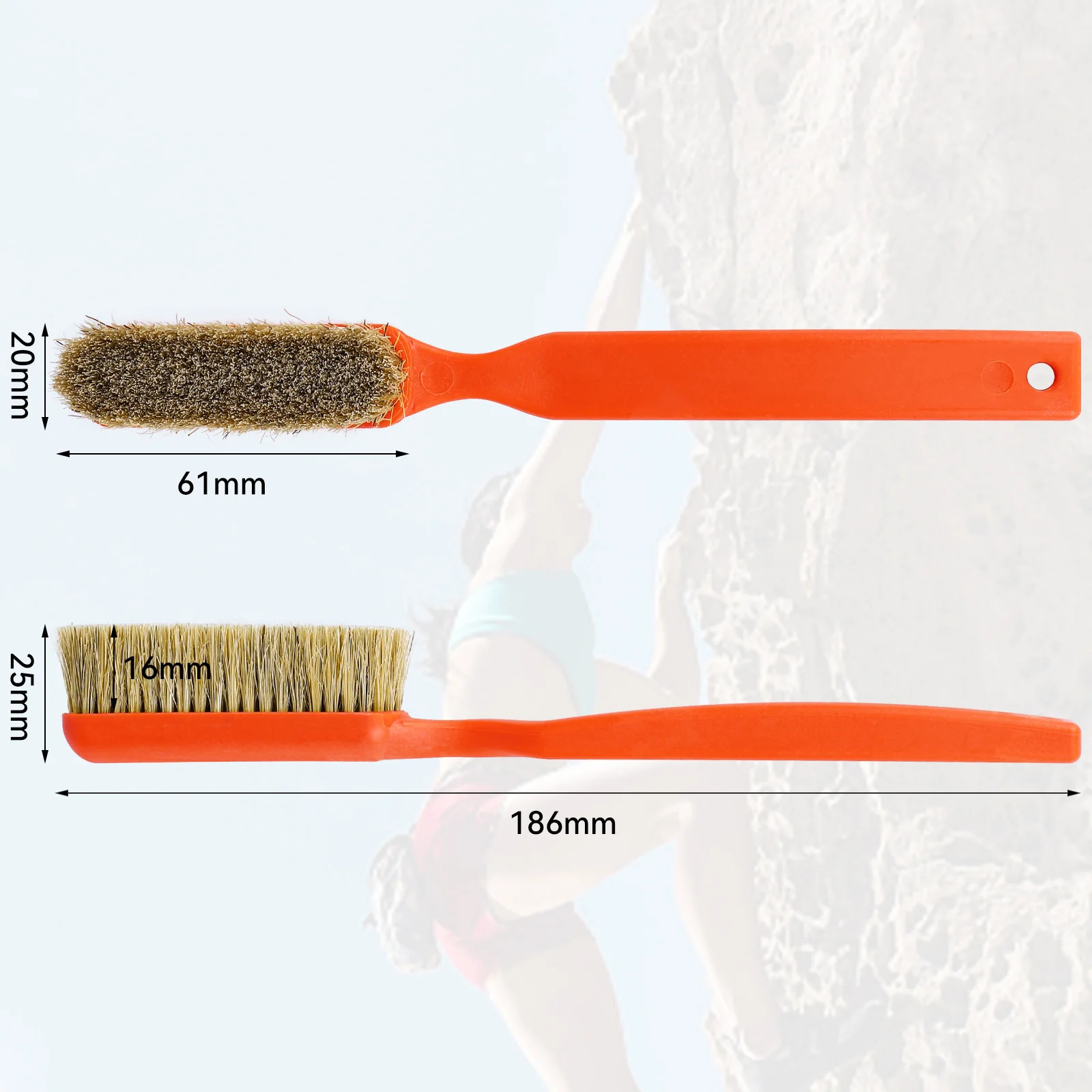 Climbing Chalk Brush with Thick Ultra Durable Boar\'s Hair Bristles, Bouldering Brush with Ergonomic Handle