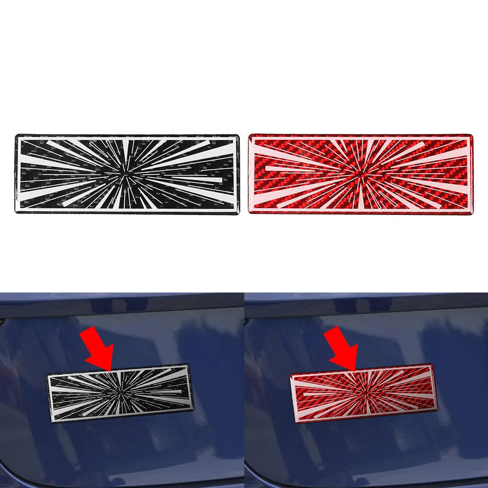 1Pc Car Time Space Badge Tunnel Trunk Emblem Decal Carbon Fiber Pattern For Tesla Model 3 Model Y Model X S