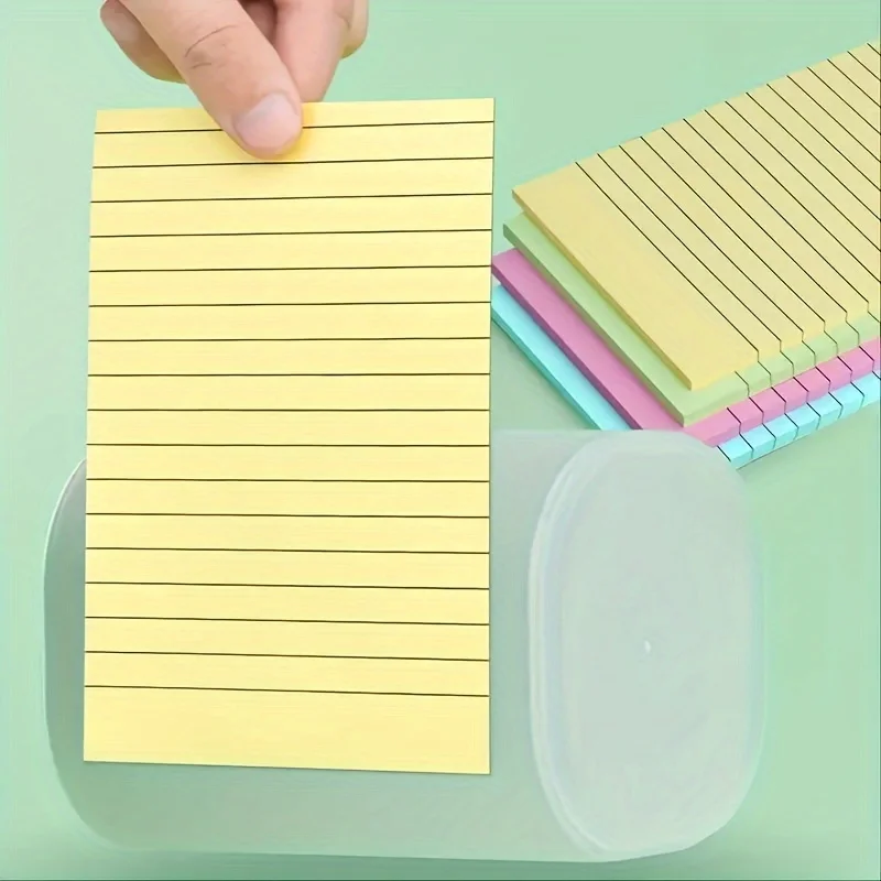 200sheets Line Sticky Notes 4 Colors Portable Student Note Marker Writing Sticky Notes, Self-Adhesive Easy To Apply Notepad Offi