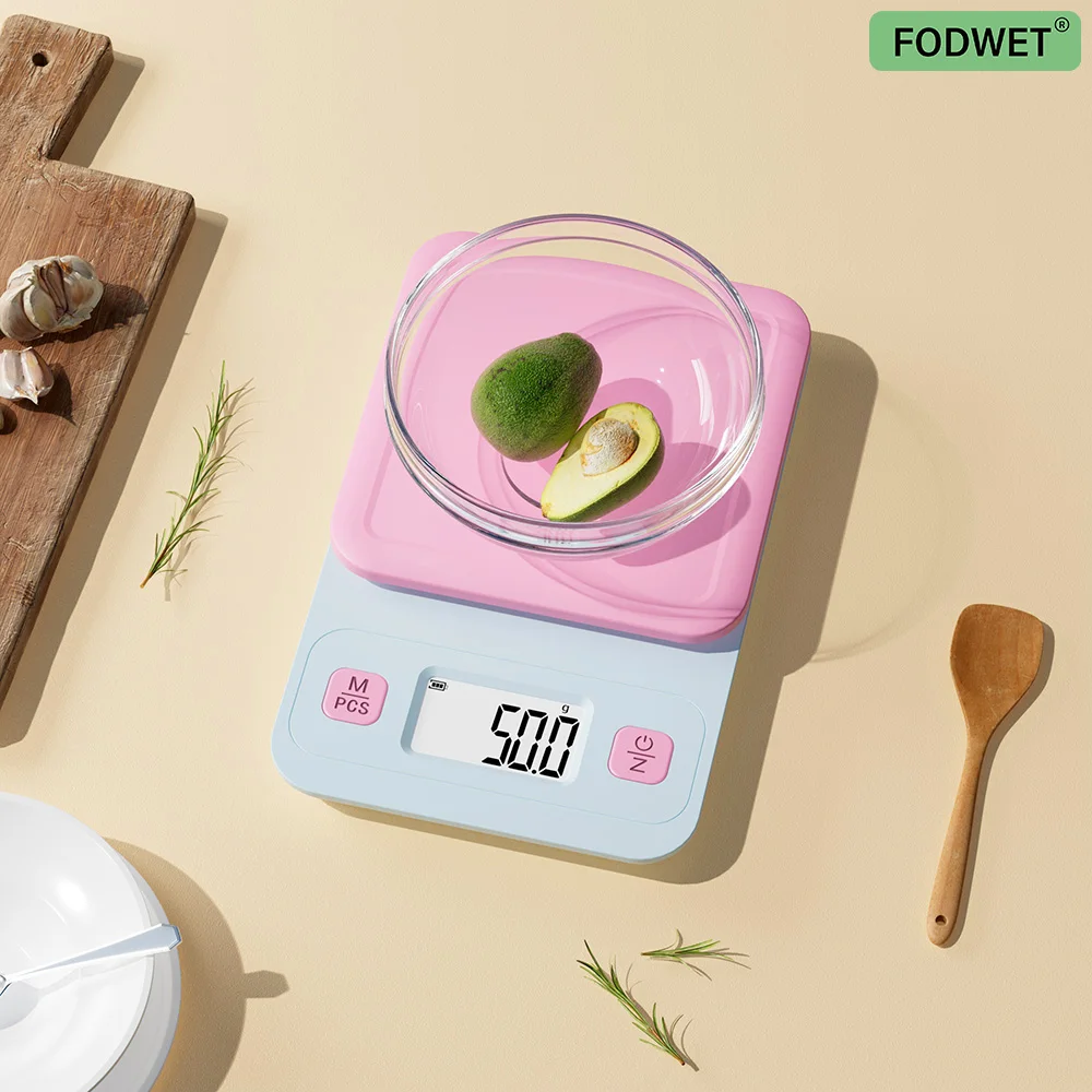 Báscula de cocina de alta precisión - 6,61 Lb/0,1G para hornear, pesaje de café y alimentos, plástico duradero, alimentada por batería Aaa (batería no incluida) - Fodwet