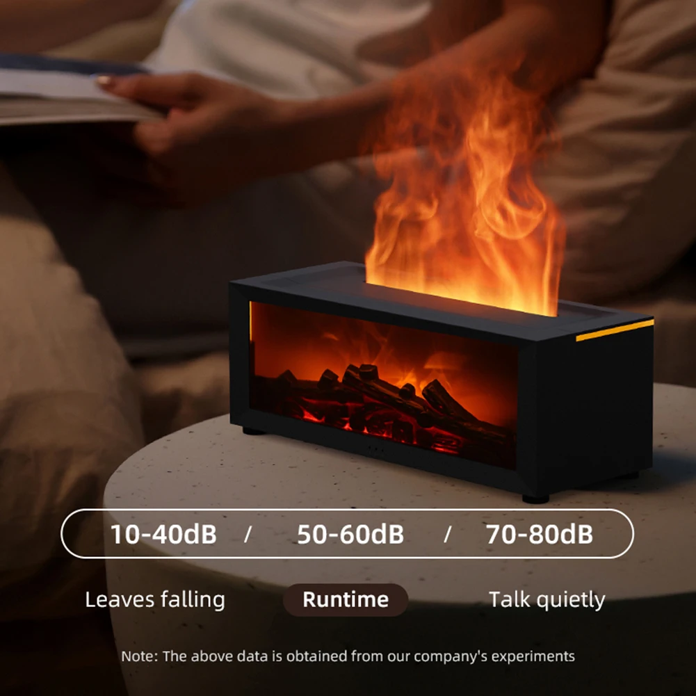 Máquina de fragancia duradera para dormitorio, humidificador de aire con llama, difusor de aceites esenciales, simulación de chimenea, humidificador de llama