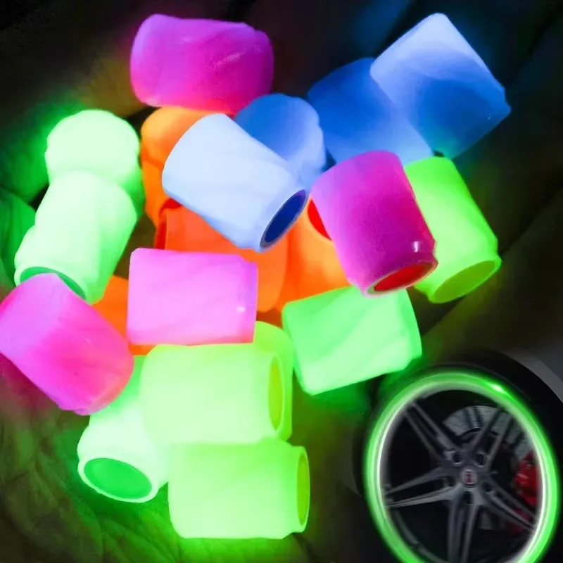 New Luminous Tire Valve Cap Universal Auto Motorcycle Bike Wheel Nozzle Dustproof Tyre Valve Stem Fluorescent Car Accessories
