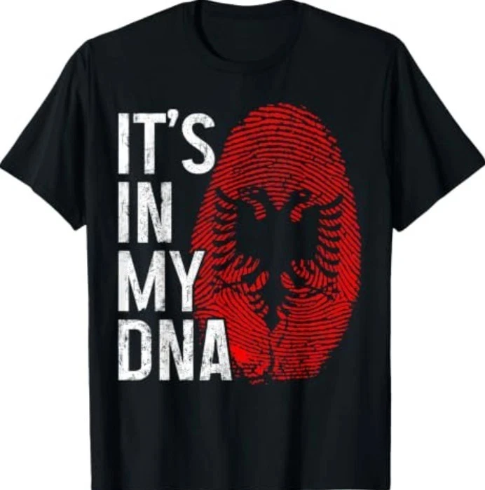 Albania It's in My DNA Albanian Flag Pride Roots Vintage T-Shirt Men's Fashion Casual Sports Short-sleeved Women's High-quality