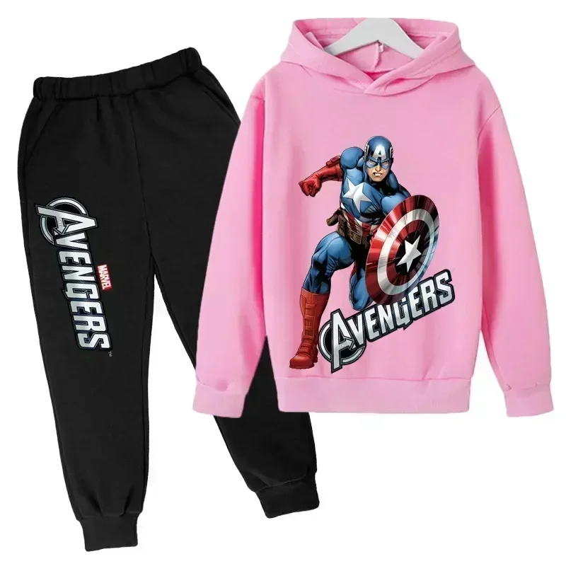 New Captain America Teen Children Hoodie Set Kids Spring Autumn Sweatshirt Boys Girls Clothing Kid Tops Pant Suit Tracksuits