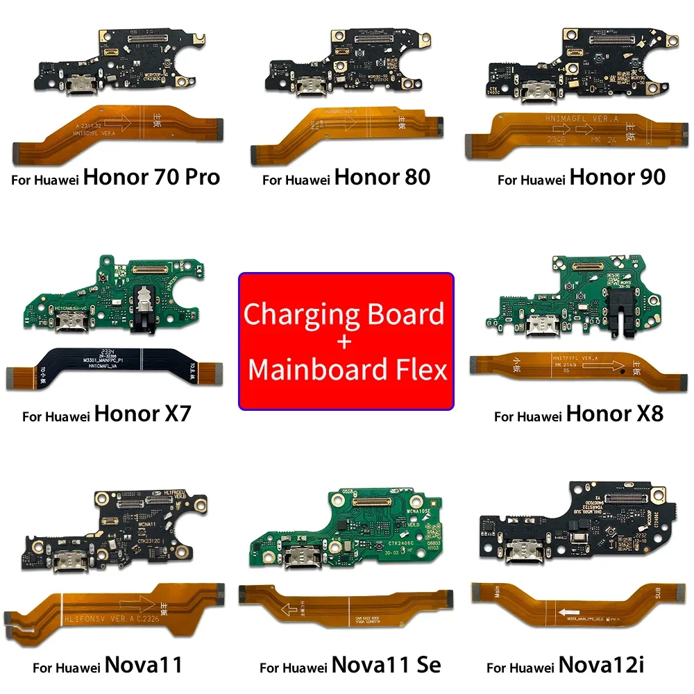

Гибкий кабель основной материнской платы, запасные части для Huawei Honor 60 Pro 60 Se 70 Pro 80 90 X7 X8 4G X9A X9B, USB-порт, зарядное устройство, док-станция