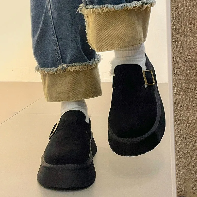 ฤดูหนาวรองเท้าผู้หญิง Clogs แพลตฟอร์มใหม่ Creepers FUR Shearling Snow BOOTS รองเท้าผู้หญิง 2024 Clogs แพลตฟอร์มใหม่ Creepers ฤดูหนาวหิมะ