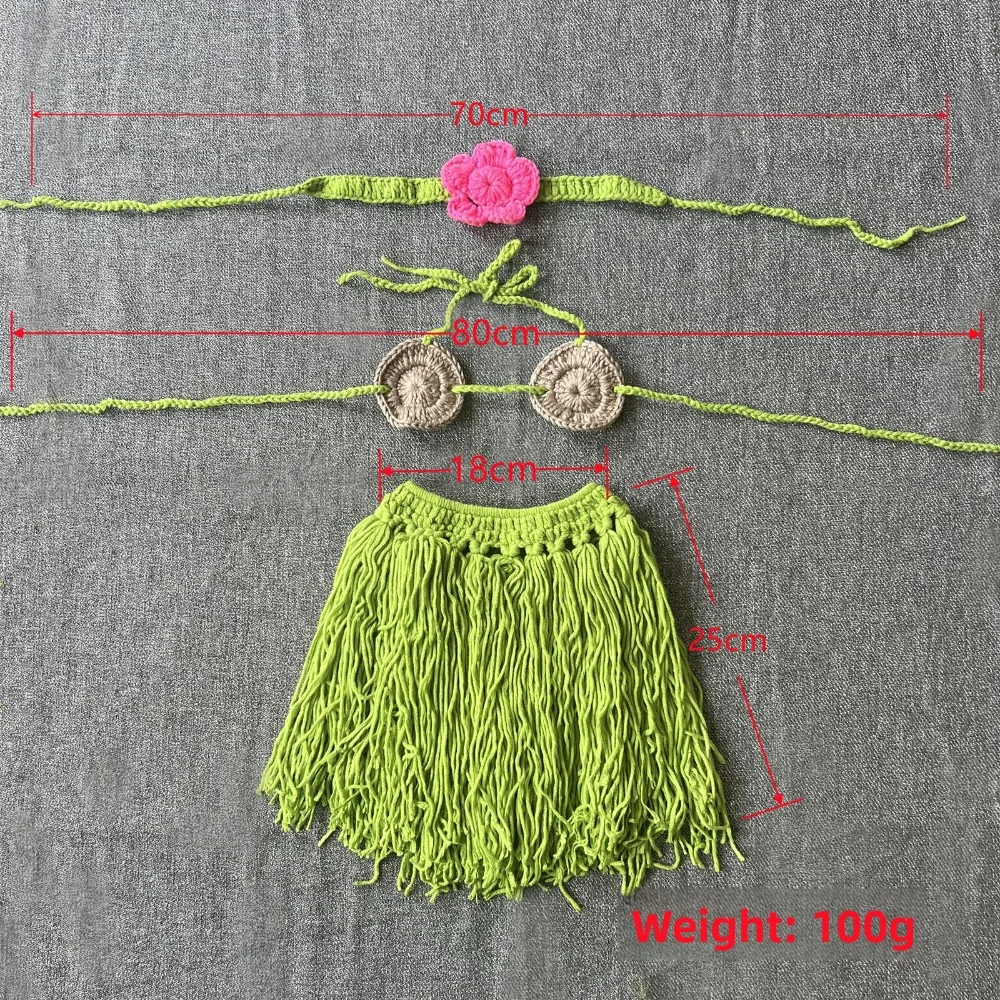Newborn Photography Knitted Baby Grass Skirt Costume - Adorable Infant Photo Prop Set