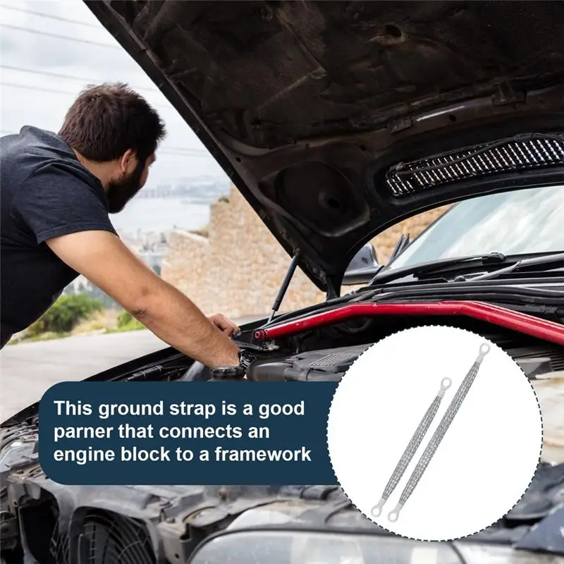 Reliable-10Pcs Universal Automotive Ground Straps,10/12Inch Engine Ground Strap Kit Braided Copper Ground Straps Durable Easy To